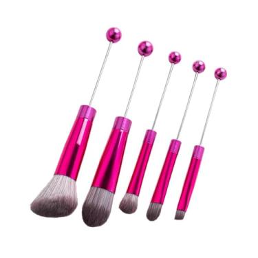 Imagem de harayaa 5x Pincéis de maquiagem Pincel para sombra de olhos Contorno Corretivo Kit de pincéis de maquiagem profissional com contas para melhores, Rosa Vermelha