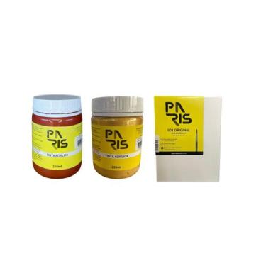 Imagem de Kit Terra e Ouro 250ml 2 Tintas + Tela para pintura 15x20 - Paris