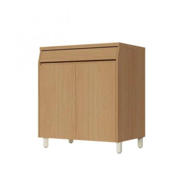 Imagem de Balcão Com Tampo Simone Mendes 2 Portas 1 Gaveta 80cm Carvalho Greige Nesher