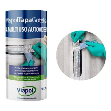 Imagem de 2X Fita Aluminio Multiuso Manta Autoadesiva 30Cm Viapol Telh