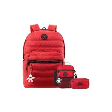 Imagem de Kit Mochila De Costas+Lancheira+Estojo Vermelho Minnie Mouse