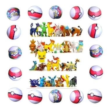 Imagem de 2X Kit Com 20 Miniaturas Pokémon + 20 Pokebolas 2-3Cm Brinqu