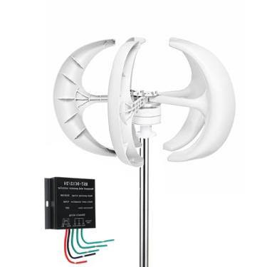 Imagem de 220V,HYZHANHONG Turbina Eólica doméstica de 12V 24V 48V com 5 lâminas, kit gerador de turbina eólica vertical portátil de 10000W com controlador MPPT para camping em casa