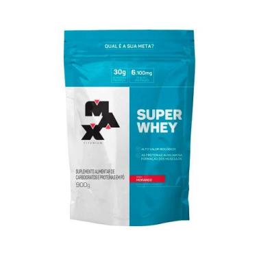 Imagem de Super Whey Protein Max Titanium Refil Morango 900g, 900g, Morango