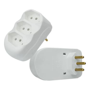 Imagem de Kit 3 Adaptador Tripolar Benjamim 3 Saídas 10A 2P+T