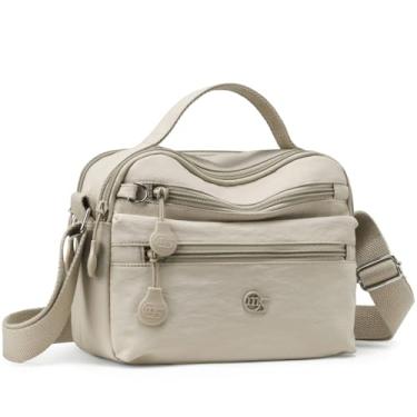 Imagem de Eslcorri Bolsas transversais para mulheres, bolsa de ombro pequena, bolsa simples de nylon com zíper, mini bolsa casual leve, K106-areia, Mini, Casual, esportiva, minimalista