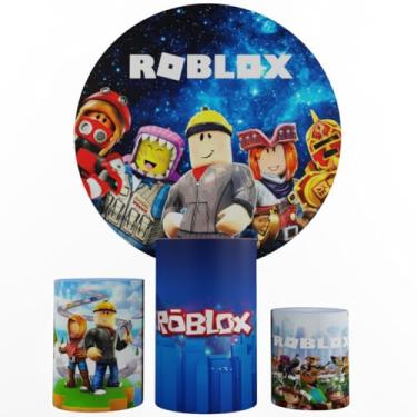 Imagem de Kit Decoração Festa, Painel Ro-BLX + Trio Capas De Cilindros