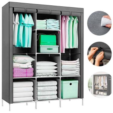 Imagem de Guarda Roupas Armário Dobrável Organizador Multiuso - Cinza