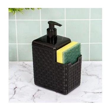 Imagem de Dispenser Detergente Porta Esponja Cozinha Pote 2 em 1 Líquido Dosador