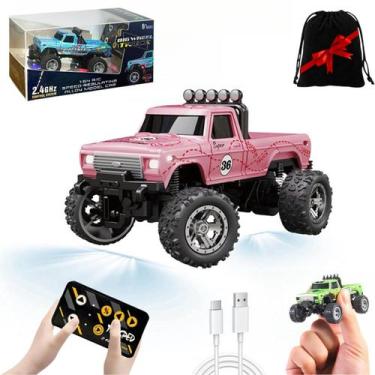 Imagem de Mini RC Monster Truck em escala 1/64 com controle remoto de luzes - Ma