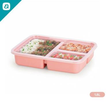 Imagem de Marmita 3 Divisórias 1,8L Pote com Tampa Alimentos Microondas Freezer 