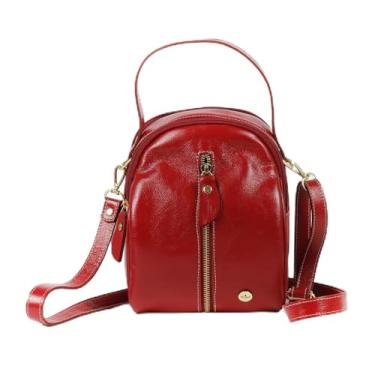Imagem de Bolsa Transversal Feminina Tiracolo Viagem Social De Couro (Vermelho)