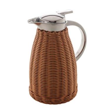 Imagem de Garrafa Térmica Aço Inox com Rattan Plástico Marrom Wolff 1,5l