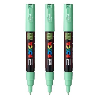 Imagem de posca Marcadores de tinta à base de água PC-1M, ponta extrafina (0,7 mm), verde claro, 3 unidades