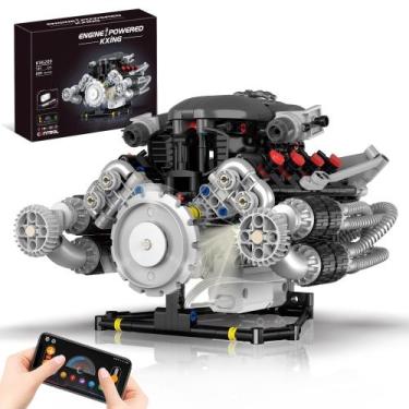 Imagem de Conjunto de construção: modelo de motor chanbrick Mini V8 com motor 14