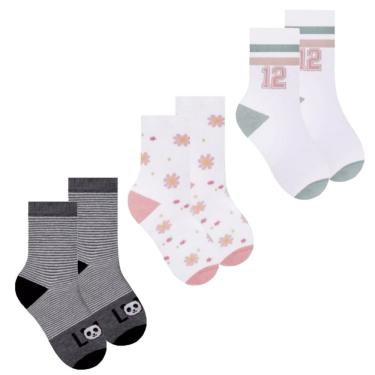 Imagem de Kit 3 Pares De Meias Selene Soquete Cano Médio Infantil