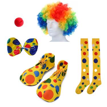 Imagem de Fantasia Palhaça Sapato Meia Gravata Nariz Peruca