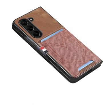 Imagem de para Samsung Z Fold 5 Card Pocket Capa de couro vintage para Samsung Galaxy Z Fold 5 5G Fold5 Zfold5 Capa protetora para celular, marrom, para Samsung Z Fold 5