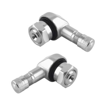 Imagem de MTRPS 2 peças de hastes de válvula de pneu de motocicleta, haste de válvula de roda de motocicleta de alumínio de 90 graus com vedações de borracha, hastes de válvula sem câmara de pneu de 10 mm a