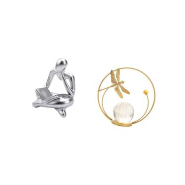 Imagem de Fenteer Estátua de Bola de Cristal Abstrata, Escultura Decorativa para Mesa, Sala de Estar, Prateleira, Escritório, Estante, Enfeite de Mesa, Suporte Interno