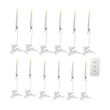 Imagem de Generic 12x Velas de árvore de Natal LED Velas cônicas curtas Decoração com controle remoto, Castiçais de LED para festa de mesa Halloween Casa Casamento, Alce