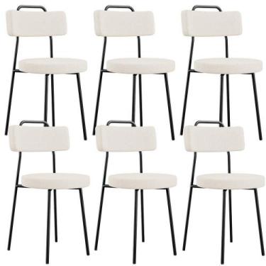 Imagem de Kit 06 Cadeiras Estofada Barcelona F01 Linho Bege - LYAM DECOR