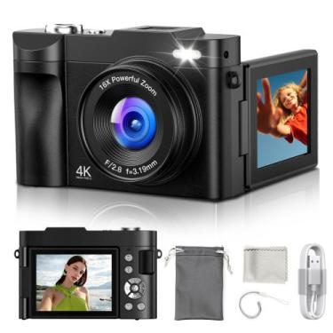 Imagem de Câmera digital ROQIOO 4K 48MP com tela flip com zoom 16X