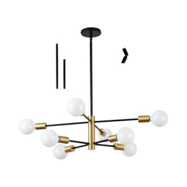 Imagem de Lustre De Teto Moderno Dourado E Preto E27 Para Sala De Estar, Jantar 