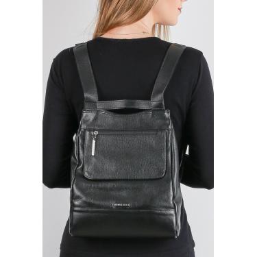 Imagem de Mochila pequena antifurto couro liso grafite Susan