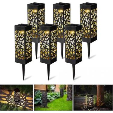 Imagem de Kit Balizador Espeto Jardim Solar LED Prova D'água Quadrado Branco Que