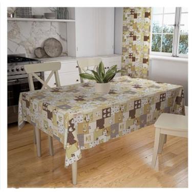 Imagem de Toalha de Mesa Grande Oxford Rústica Decorativa Retangular para 10 a 12 Lugares – Lisa ou Estampada (BULE MARROM)