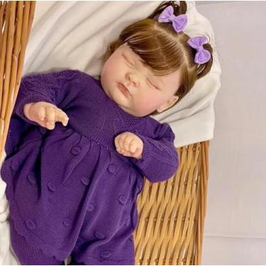 Imagem de Bebe Reborn Boneca Joseph Realista Menina Dormindo 65cm