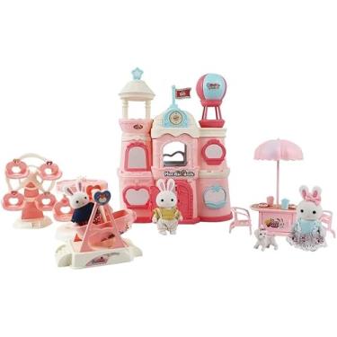 Imagem de Palácio de Brinquedo com Coelhos, Parque de Diversões em Miniatura, Conjunto com Acessórios, Rosa