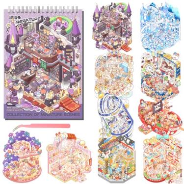 Imagem de 10 Themes DIY 3D Sticker Scene Book with Tweezer - Reusable Miniature Scene Collection Book for Adults, Kids & Craft Lovers, Sticker Therapy for Stress Relief & Cozy Room Decor