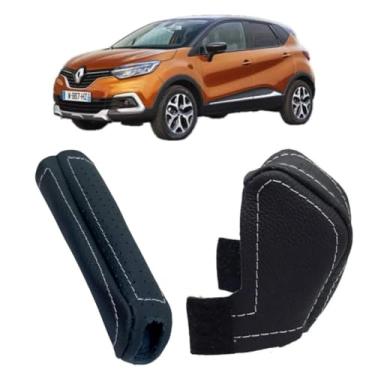 Imagem de Capas Couro Legitimo Proteção E Acabamento Câmbio Automático E Freio De Mão Compatível Com Captur Zen Sce 2017 Á 2021 (PRETO - COSTURA PRATA)