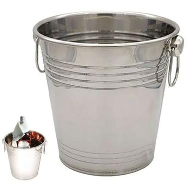 Imagem de Balde de Gelo Inox 4,5 Litros Bebida Cerveja Drink Festa Aniversario Evento Festa Reuniao Comemoraçao Lazer