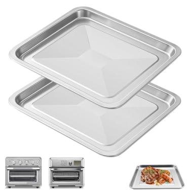 Imagem de 2 peças de reposição de fritadeira a ar para forno de convecção Cuisinart TOA-60 TOA-65 TOA-70 torradeira, bandeja de aço de substituição de 30 x 28 cm, peças de acessórios para forno