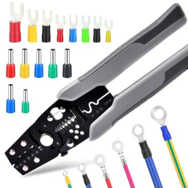 Imagem de Ferramenta de crimpagem de fio com cortador de descascador, alicate de crimpagem, terminal, conectores elétricos isolados, ferramenta de crimpagem elétrica, corte multifuncional, decapagem