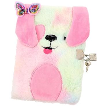 Imagem de PEYNIR Caderno forrado com diário de viagem, caderno de pelúcia felpudo para meninas, diário de pelúcia colorido, diário para meninas, diário com cadeado