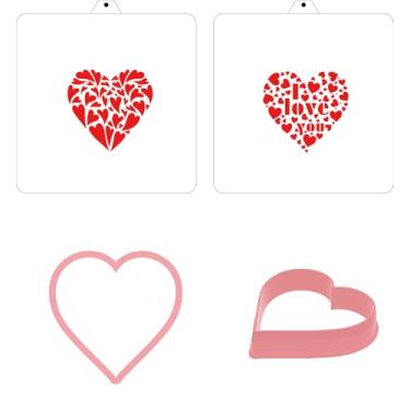 Imagem de Conjunto de estêncil e cortador de biscoito para dia dos namorados, conjunto de padaria, biscoitos, faça você mesmo, fondant, açúcar, amor, casamento, bebê, família, crianças, pintura, pente, páginas