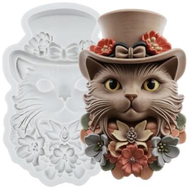 Imagem de MYPRACS Molde de silicone para fondant de gato para decoração de bolo de açúcar topo de cupcake pasta de chocolate argila de polímero
