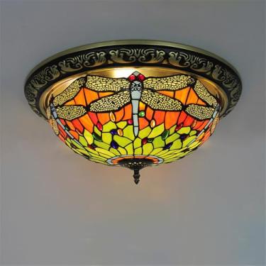 Imagem de Luminária de teto LED contemporânea de luxo para quarto, estilo retrô americano, criativa, para sala de estar, restaurante, escritório, casa de campo, hotel, corredor, café, bar, com vidro c