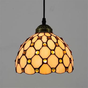 Imagem de Luminária pendente contemporânea de vidro colorido com LED, estilo retrô americano, ideal para sala de estar, restaurante, quarto, casa de campo, hotel, corredor, café ou bar (Estilo 22 D20C