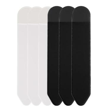 Imagem de JANKOW Suportes de caneta elásticos adesivos, pacote com 6 (3 brancos + 3 pretos) — argolas adesivas de nylon para notebooks, tablets e mesas, compatível com Apple Pencil e Stylus