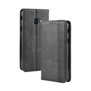 Imagem de Capa para Samsung Galaxy Xcover 4S,Retro Flip magnético,Caso de telefone de couro PU,Design de carteira com 3 slots de cartão e 1 clipe de dinheiro -Black