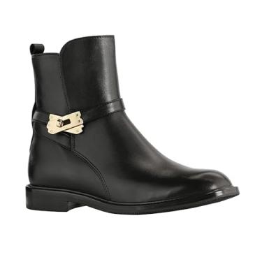 Imagem de JATAREA Bota feminina de couro autêntico – Preta | Botas Chelsea acolchoadas modernas para mulheres | Sapatos confortáveis de cano baixo com sola sintética | Longa duração e uso o dia todo, Jatarea Borna - Preto, 8