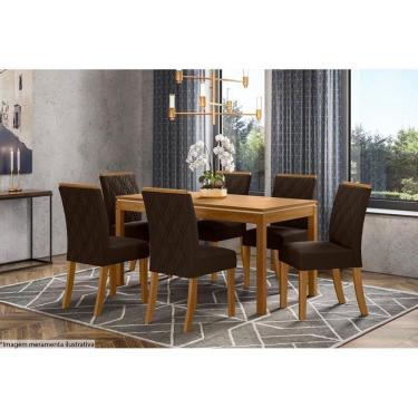 Imagem de Cadeira Sala De Jantar Vita Kit 6 Un Nature-veludo Light Linho