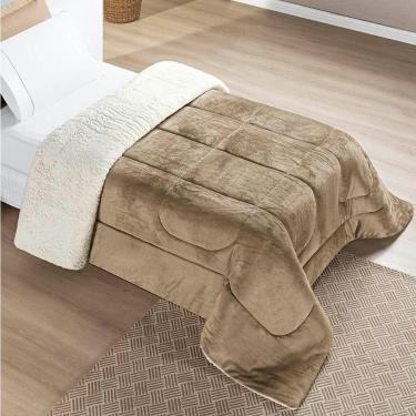 Imagem de Edredom Solteiro Coberdrom Sherpa/mantinha Everest 1 Peça - Cáqui