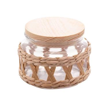 Imagem de Pote De Vidro Com tampa em Madeira Sisal Wolff 350ml