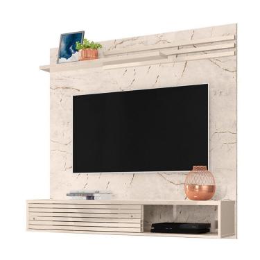 Imagem de Painel Bancada Suspensa Para Tv 60 Polegadas Frizz Sublime - 7 Decor Calacata E Off White